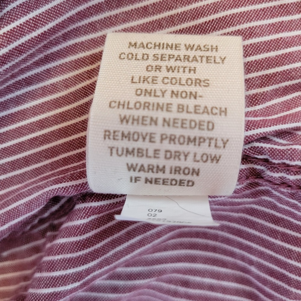 Merona Mens Shirt Medium Red Striped Button Down Long Sleeve Casual - Picture 7 of 10
